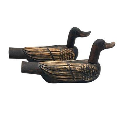 Sale Photo Thumbnail #17: Lot 028  
MCM Wooden Carved Decorative Wedding Ducks, Pair of Two (2)