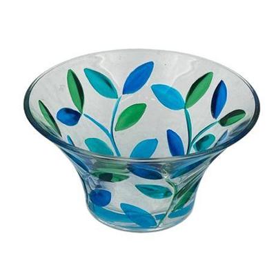 Sale Photo Thumbnail #49: Lot 068   
Murano, Italy, "Tree of Life" Clear Glass Bowl, With Blue and Green Designs