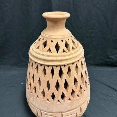 291: Hand Carved Moroccan Terra Cotta Lantern 