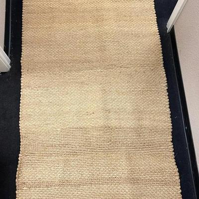 305: Neutral Woven Natural Fiber Area Rug with Fringe – 3’6” x 7’5”