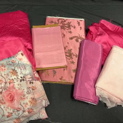276: Pink Silks And Brocades Fabric Remnants 