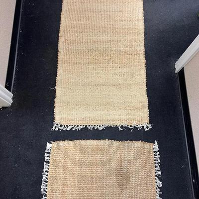 306: Pair of Neutral Woven Natural Fiber Accent Rugs with Fringe