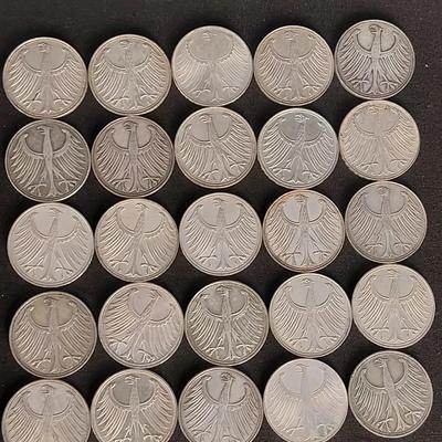 25 (5) Marks Germany .225 oz/T each 