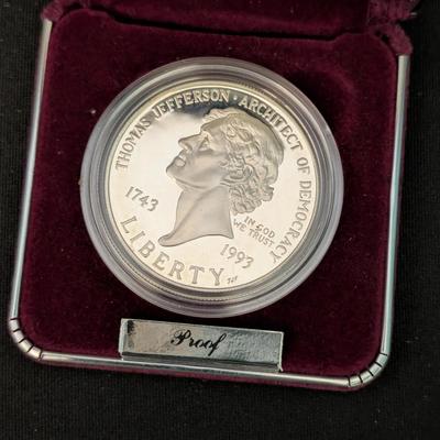 1993 Thomas Jefferson Silver Dollar Proof Coin