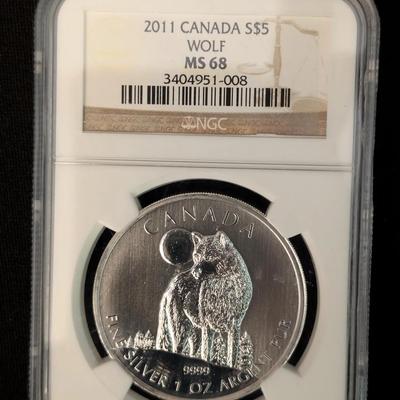 2011 Canada Wolf 1 oz Fine Silver
