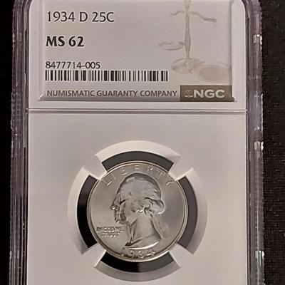 1934 D Washington Quarter MS62 
