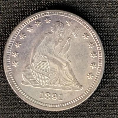 1891 Seated Liberty Quarter (Choice UNC)