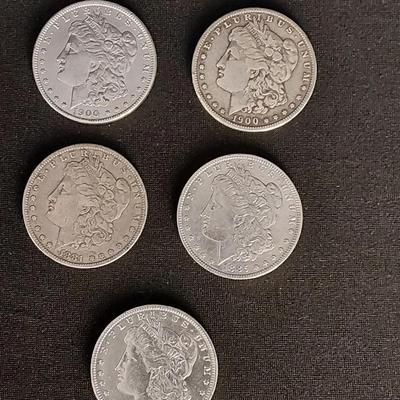 5 Morgan Silver Dollars