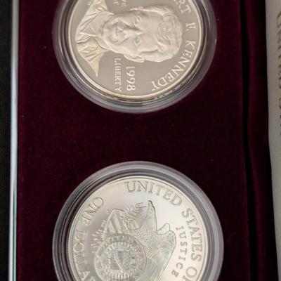 1998 Robert Kennedy Silver Dollar Set Proof & UNC Coin