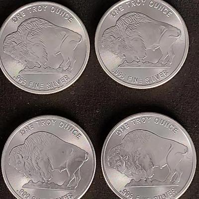 4 Buffalo .999 Silver Rounds 