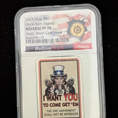 2025 Niue Uncle Sam Primed .999 1 oz Reverse PF70