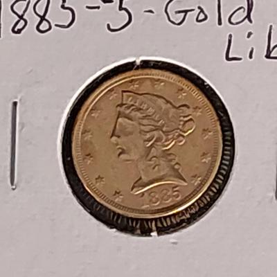 1885 $5 Liberty Gold Coin 