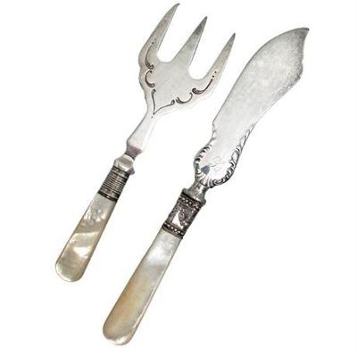 Sale Photo Thumbnail #12: Lot 012  
Silver and Mother-of-Pearl Serving Utensils