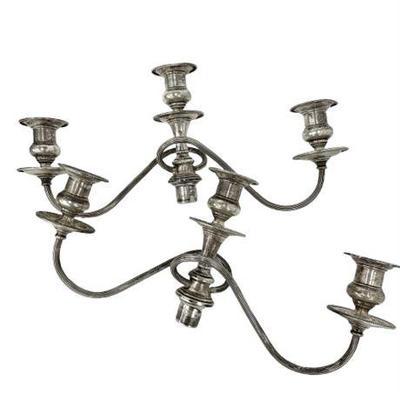 Sale Photo Thumbnail #20: Pair Three Arm Sterling Candelabra Fittings