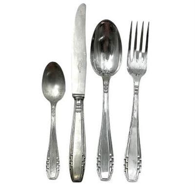 Sale Photo Thumbnail #19: German Art Deco 800 Silver, 4 Piece Place Setting