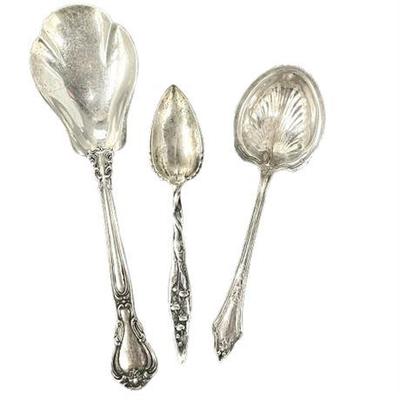 Sale Photo Thumbnail #13: Antique Sterling Silver Petite Serving Spoons, Three (3)