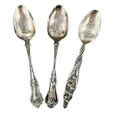Sale Photo Thumbnail #15: Antique Sterling Silver Spoons "Willard", Three (3)Antique Sterling Silver Spoons "Willard", Three (3)