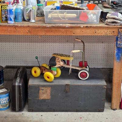 Sale Photo Thumbnail #152: WWII military wooden trunk, vintage Playskool toys