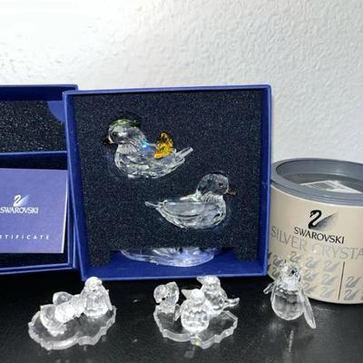 HKF371- Swarovski Crystal: “Mandarin Ducks”, “Baby Penguins W/ Iceberg”, & “Mini Penguin” 