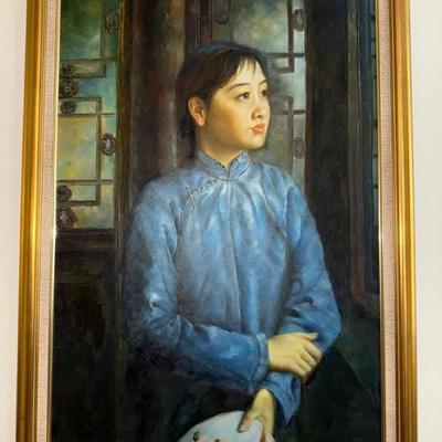 HKF012 Framed Painting of "Young Girl in Blue"