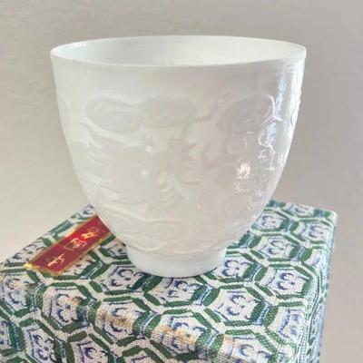 HKF317- 20th Century Chinese White “Suet Jade” Porcelain Teacup 