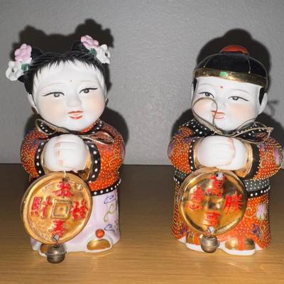 HKF098 - Traditional Chinese porcelain figurines Jintong and Yunu 