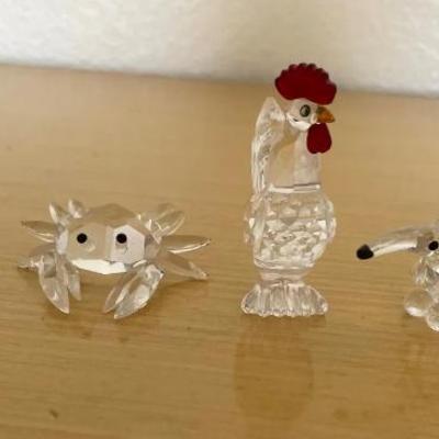 HKF301 - Swarovski Crystal Collectibles - “Anteater”, “Playing Beagle”, “Cockerel “, & “Crab”
