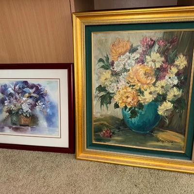 HKF126 Two Framed Floral Paintings