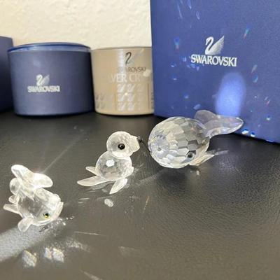 HKF367- Swarovski Crystal “White Whale”, “Mini Baby Seal”, & “Baby Carp”