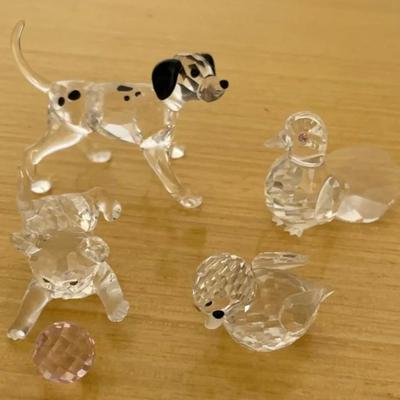 HKF334 - Swarovski Crystal Collectibles -" Dalmatian" , "Dove", "Kitten W/ Ball" , "Duck"