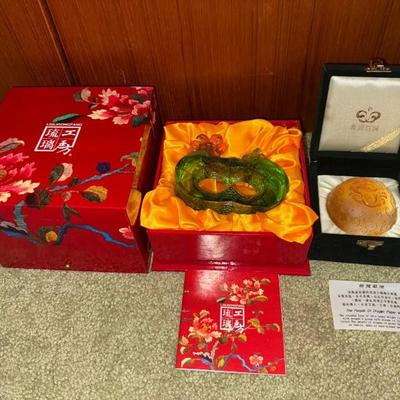 HKF376 Two Taiwanese Glass and Crystal Pieces