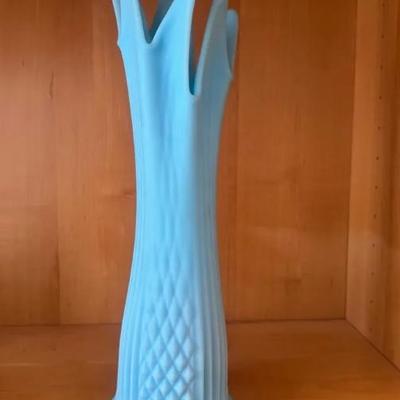 HKF289 - Fenton blue satin swung vase 