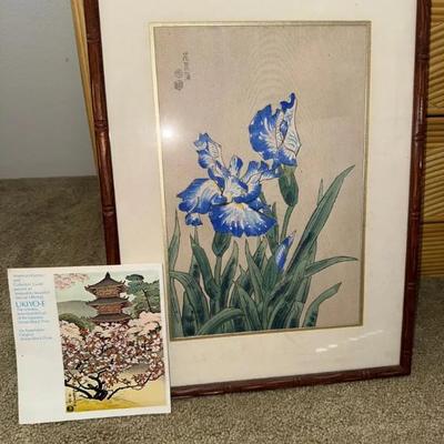 HKF127 "Blue Irises" Woodblock Print by Eiichi Kotozuka