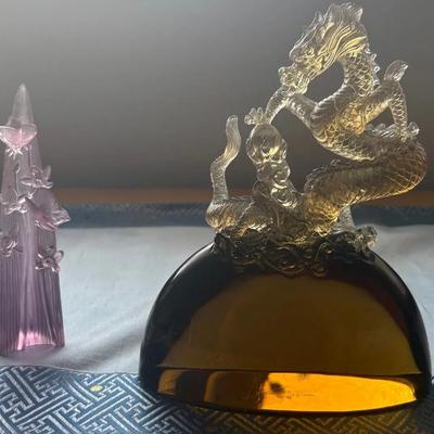 HKF273 Glass Dragon With Butterfly’s On A Branch 