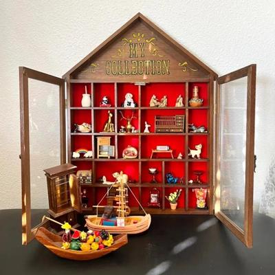 HKF343- Huge Lot Of Miniatures & Display Cabinet 