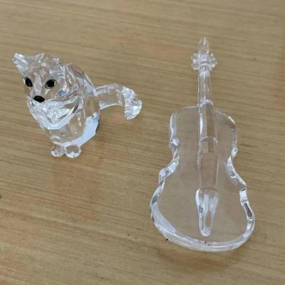 HKF394 - Swarovski Crystal Collectibles - "Violin" & "Sitting Cat"