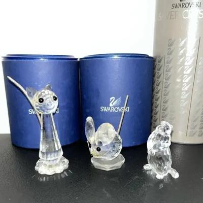 HKF378- Swarovski Crystal Collectibles, “Cat”, “Mouse”, & “Groundhog”