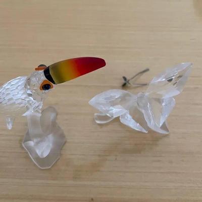 HKF228 - Swarovski Crystal Collectibles - “Toucan” & “Butterfly On A Leaf”