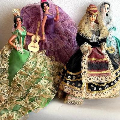 HKF204- Vintage Spanish Flamenco And Traditional Greek Dolls