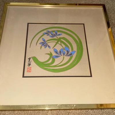 HKF022 - "Blue Iris" Silkscreen Painting by Harris G. Strong