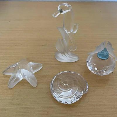HKF350 - Swarovski Crystal Collectibles - "Seahorse", "Starfish", "Seashell", & Dolphin Bottle 