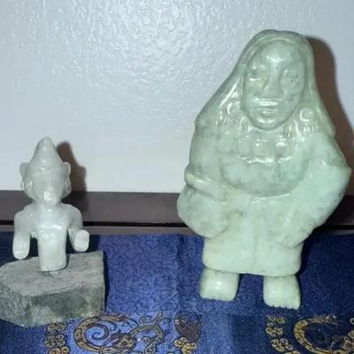 HKF296 Two Hand-Carved Jade Figures from Guatemala