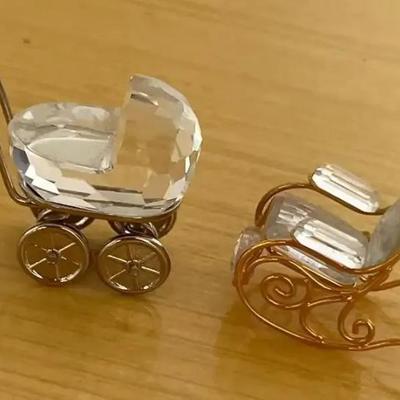 HKF234 - Swarovski Crystal Collectibles - “Pram” & “Rocking Chair”
