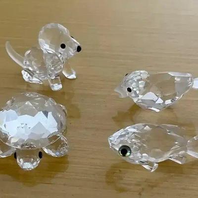 HKF252 - Swarovski Crystal Collectibles - “Turtle”, “Goldfish”, “Sparrow”, “Beagle”