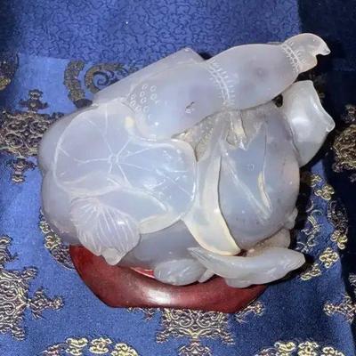 HKF314 Chinese Hand Carved Lavender Jade 