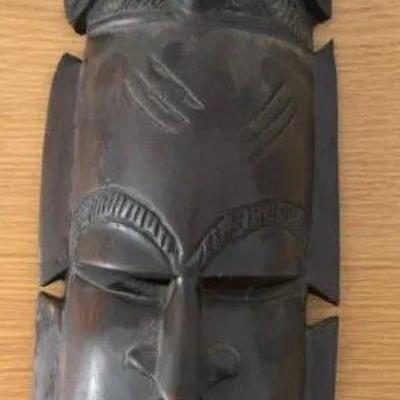 HKF167 - Hand-Carved African Wooden Mask with Elephant Motif