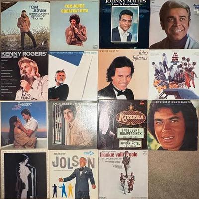 HKF049 Assortment Of Vinyl Records Featuring Tom Jones, Englbert Humperdinck, And Kenny Rogers