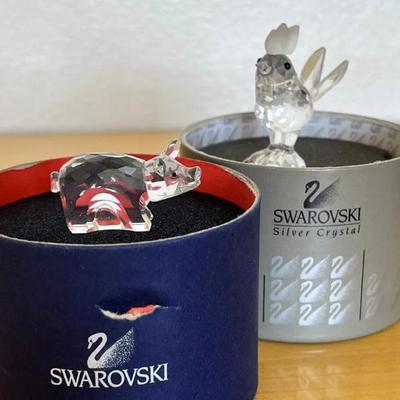 HKF326- Swarovski Crystal Collectibles- “Zodiac Pig” & “Barnyard Rooster” 