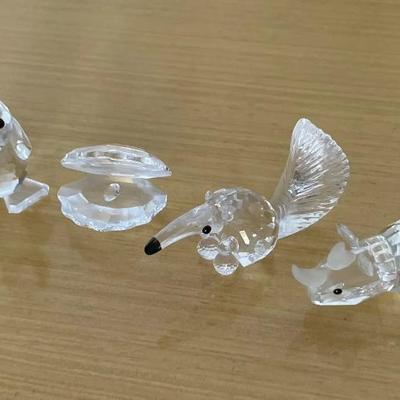 HKF260 - Swarovski Crystal Collectibles - “Anteater”, “Quacking Duck”, “Small Rhinoceros”, “Oyster S