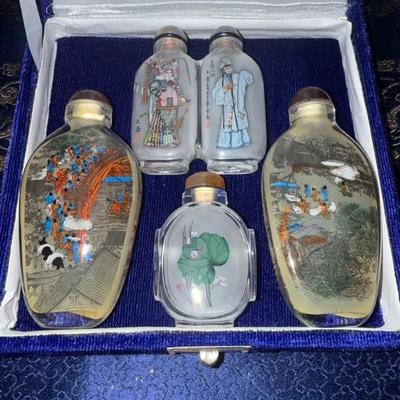 HKF329 Set of 4 Chinese Painted Snuff Bottles